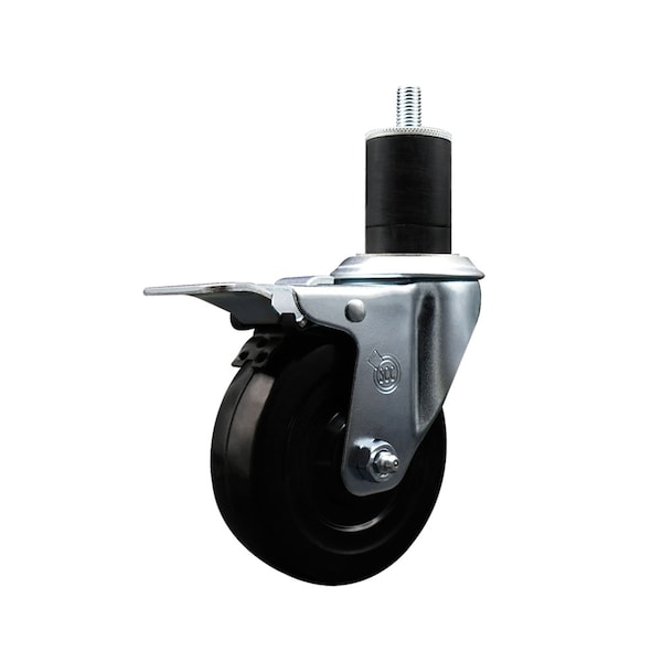 4'' Soft Rubber Swivel 1-3/4'' Expanding Stem Caster Total Lock Brake